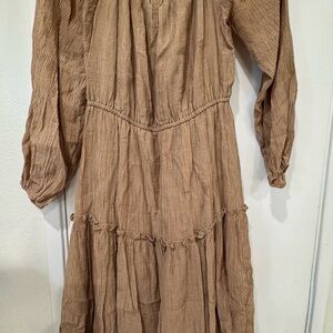 Long Sleeve Tiered Maxi Dress in Caramel